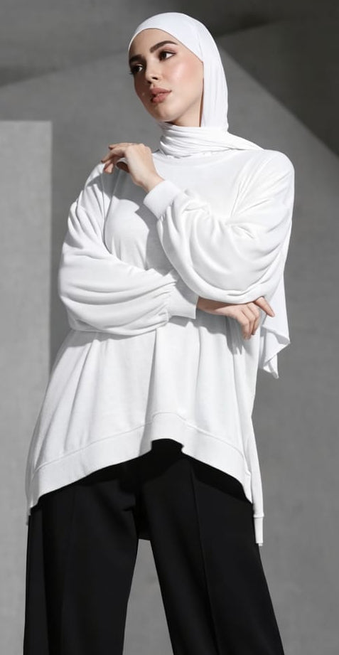 White Over-sized Long Sleeve Top