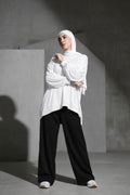 White Over-sized Long Sleeve Top – Modest Comfort Elevated