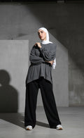 Grey Over-sized Long Sleeve Top – Modest Comfort Elevated