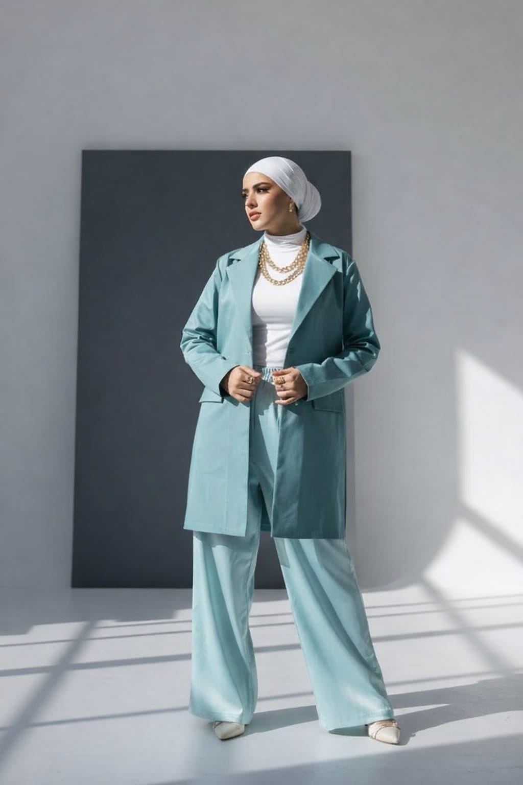 Mint Tailored Suit Set with Freesize Satin Pants | Revert