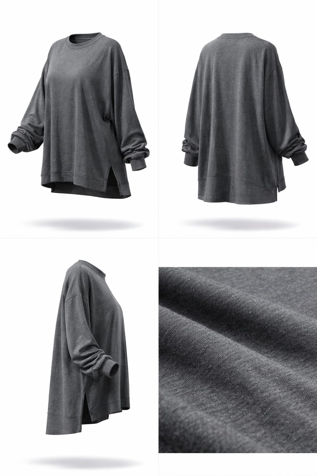 Grey Over-sized Long Sleeve Top – Modest Comfort Elevated