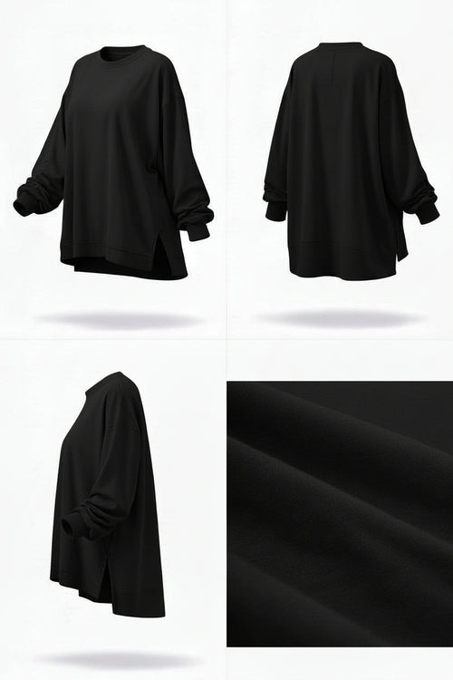 Black Over-sized Long Sleeve Top