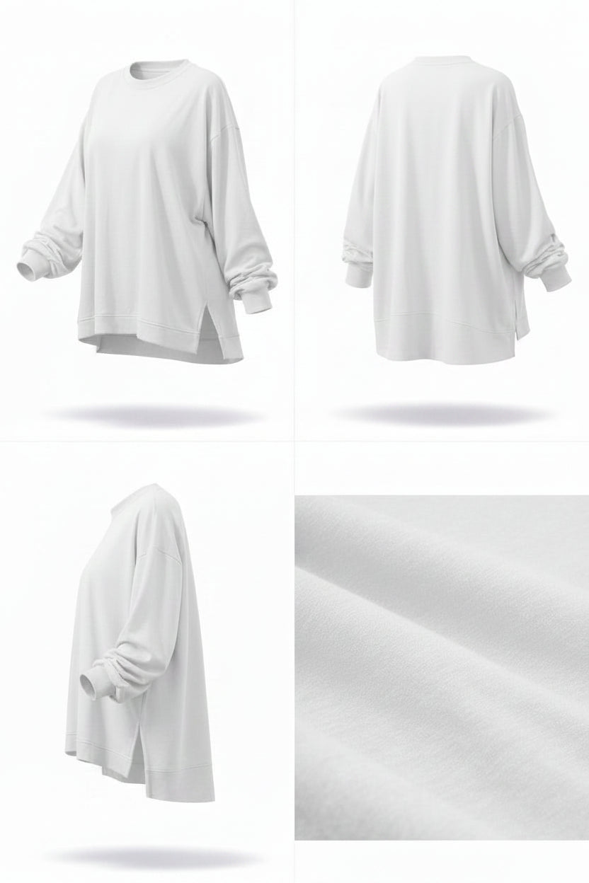 White Over-sized Long Sleeve Top